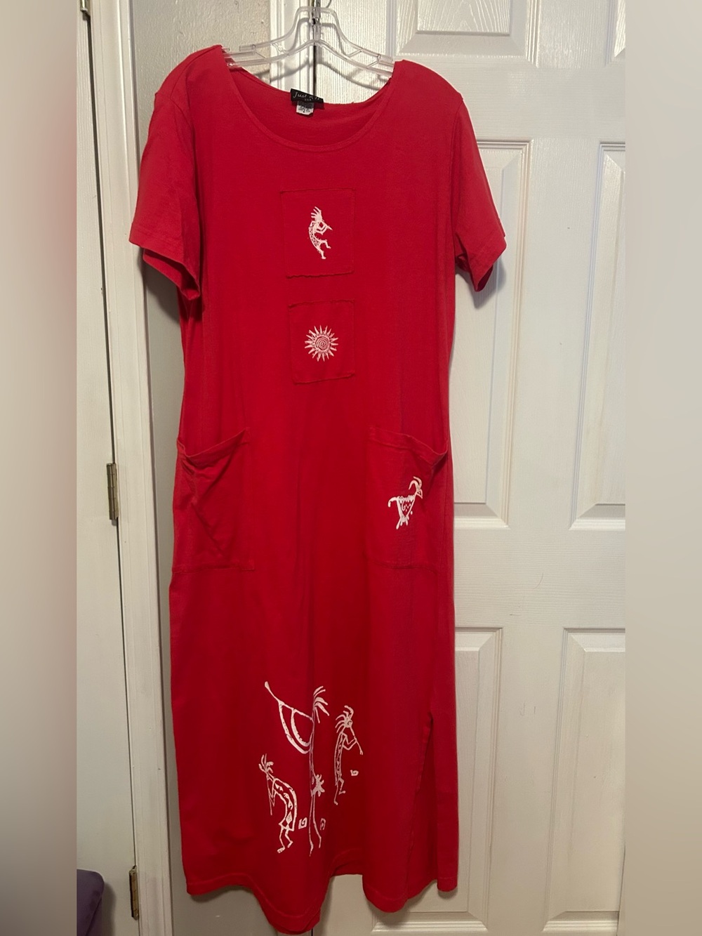 Just Be You Cotton Native Pattern Red Dress, M